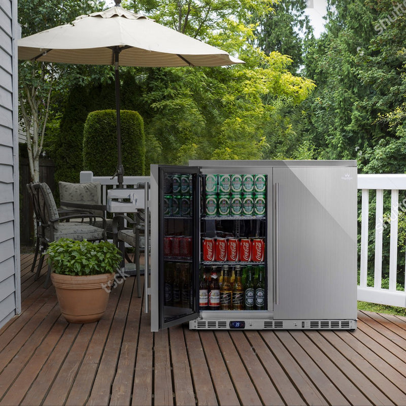 Kings Bottle  36 Inch Outdoor Beverage Refrigerator 2 Door For Home KBU56ASD