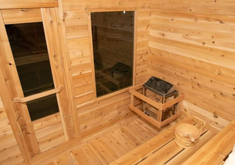 Dundalk Canadian Timber Luna White Cedar Outdoor Barrel Sauna - PrimeFair