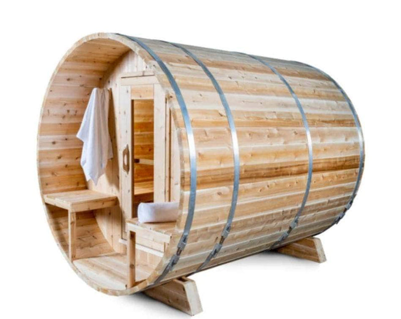 Dundalk Canadian Timber Serenity White Cedar Outdoor Barrel Sauna - PrimeFair