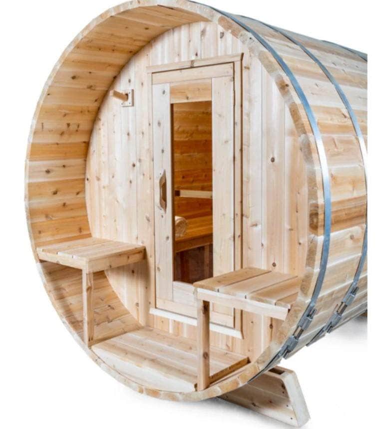 Dundalk Canadian Timber Serenity White Cedar Outdoor Barrel Sauna - PrimeFair