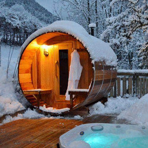 Dundalk Canadian Timber Tranquility White Cedar Outdoor Barrel Sauna - PrimeFair
