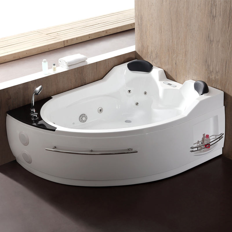EAGO AM113ETL-L 5.5 ft Left Corner Acrylic White Whirlpool Bathtub for Two - PrimeFair