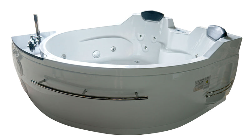EAGO AM113ETL-L 5.5 ft Left Corner Acrylic White Whirlpool Bathtub for Two - PrimeFair
