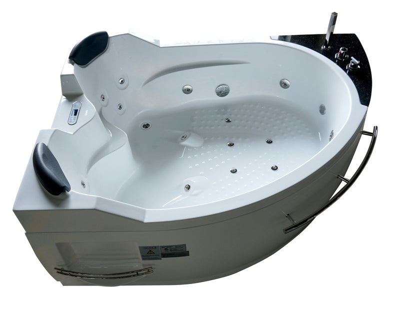 EAGO AM113ETL-R 5.5 ft Right Corner Acrylic White Whirlpool Bathtub for Two - PrimeFair