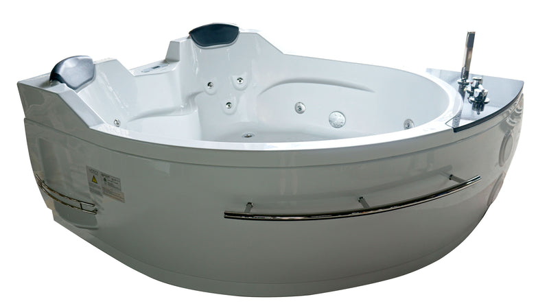 EAGO AM113ETL-R 5.5 ft Right Corner Acrylic White Whirlpool Bathtub for Two - PrimeFair