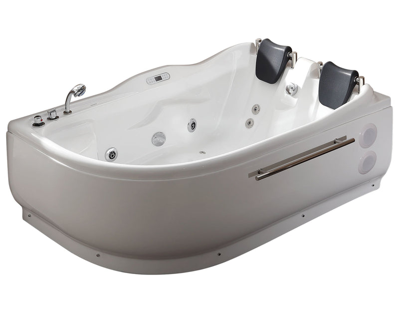 EAGO AM124ETL-L 6 ft Left Corner Acrylic White Whirlpool Bathtub for Two - PrimeFair
