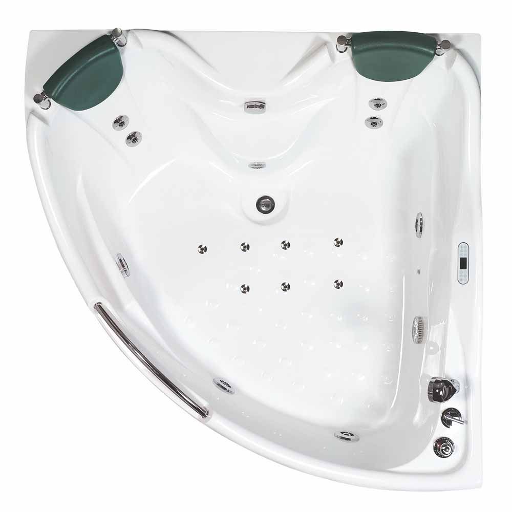EAGO AM125ETL 5 ft Corner Acrylic White Whirlpool Bathtub for Two w Fixtures - PrimeFair