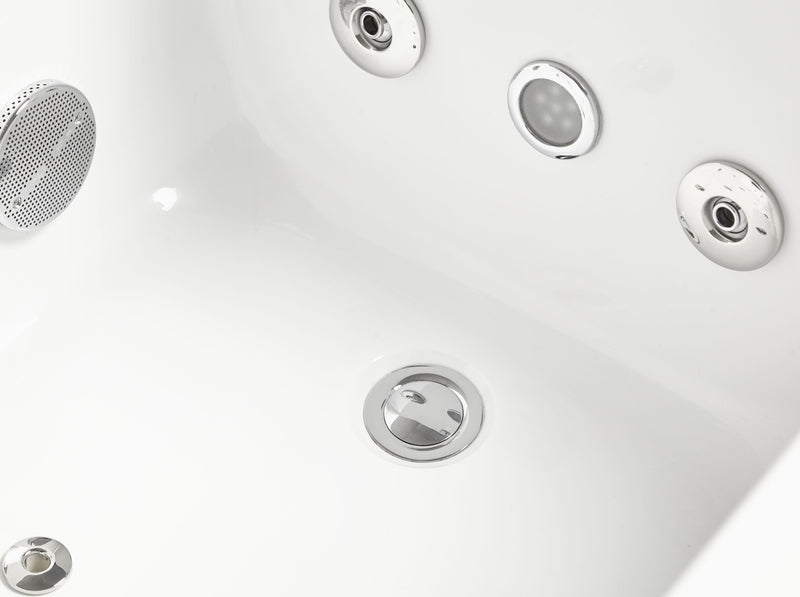 EAGO AM154ETL-R5 5 ft Acrylic White Rectangular Whirlpool Bathtub w/ Fixtures - PrimeFair
