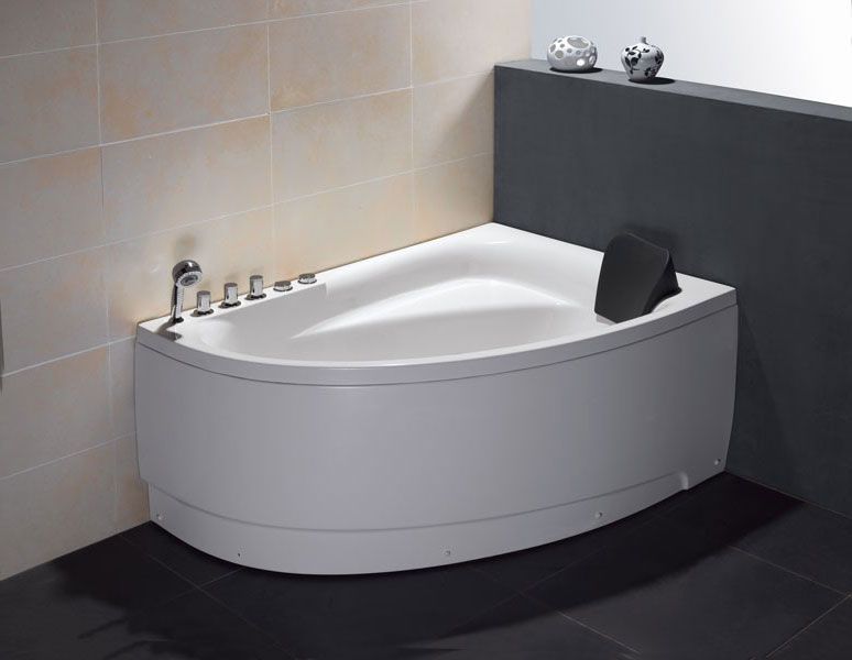 EAGO AM161-L 59" Single Person Corner White Acrylic Whirlpool Bath Tub - PrimeFair