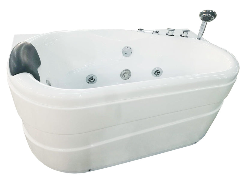EAGO AM175-R 57'' White Acrylic Corner Jetted Whirlpool Bathtub W/ Fixtures - PrimeFair