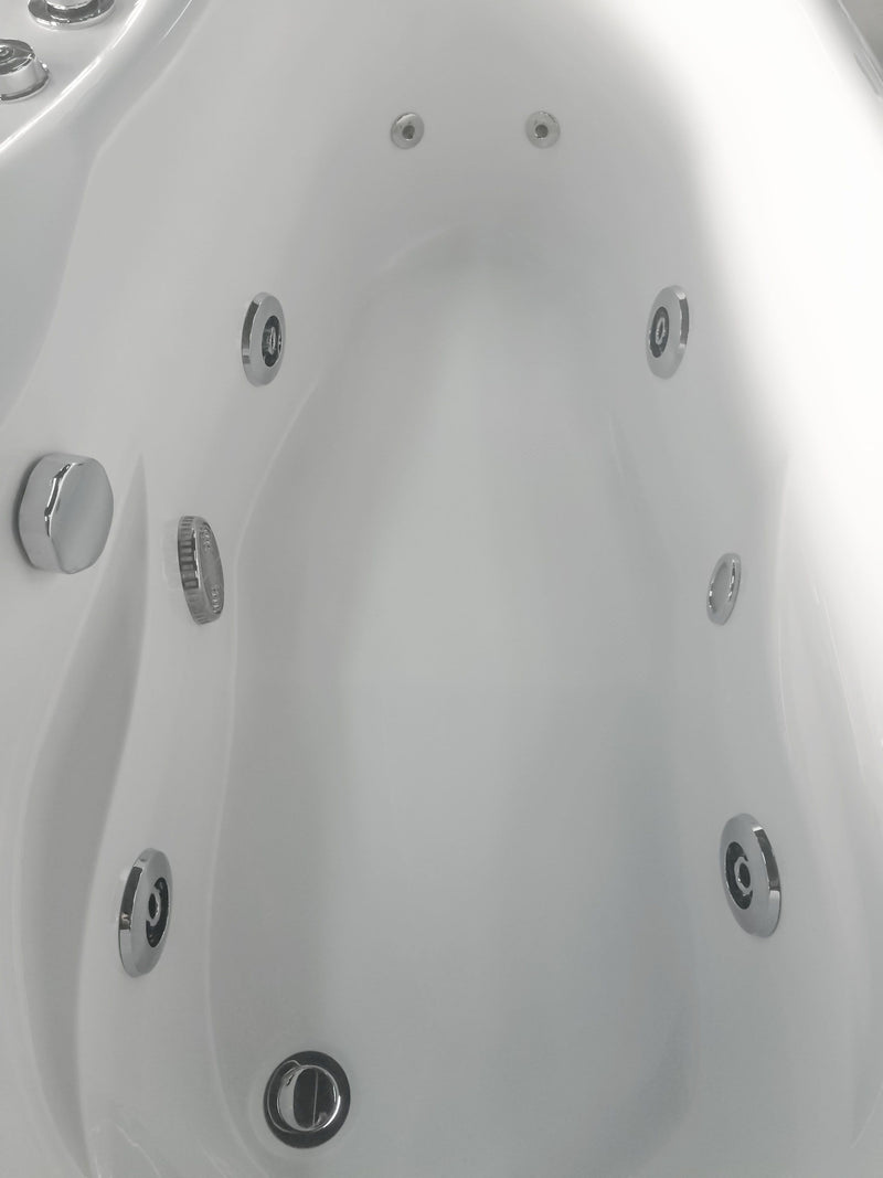 EAGO AM175-R 57'' White Acrylic Corner Jetted Whirlpool Bathtub W/ Fixtures - PrimeFair