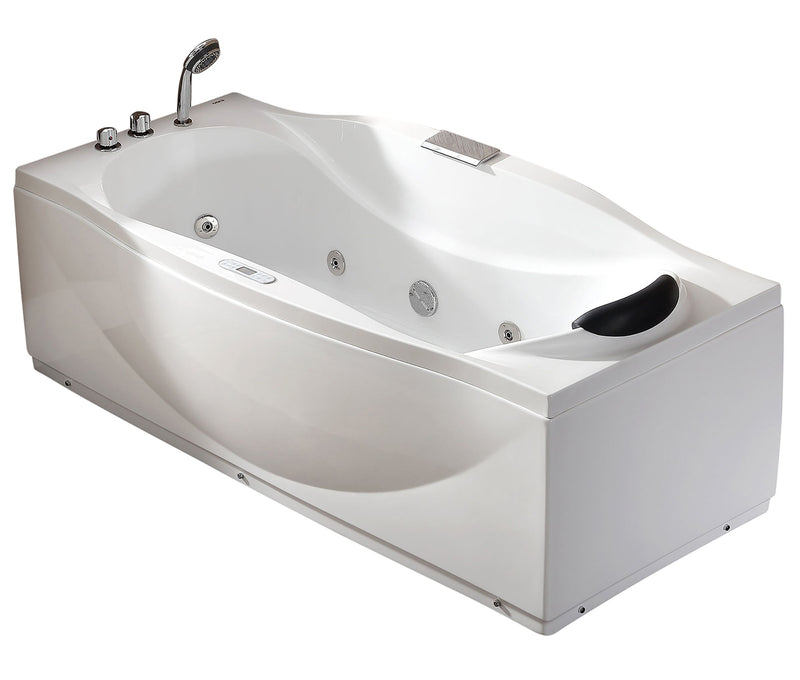 EAGO AM189ETL-L 6 ft Left Drain Acrylic White Whirlpool Bathtub w/ Fixtures - PrimeFair