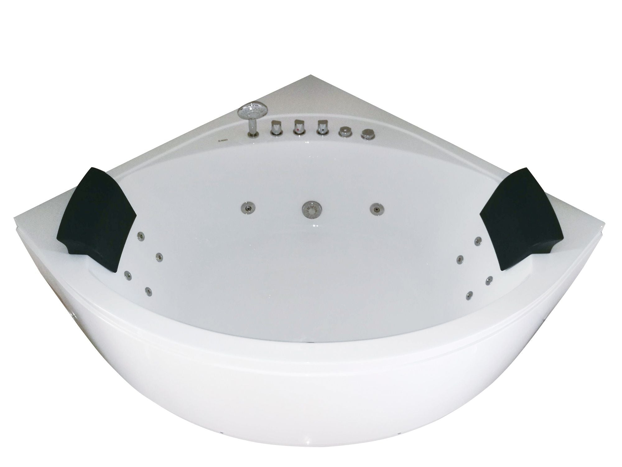 EAGO AM200 5' Rounded Modern Double Seat Corner Whirlpool Bath Tub with Fixtures - PrimeFair