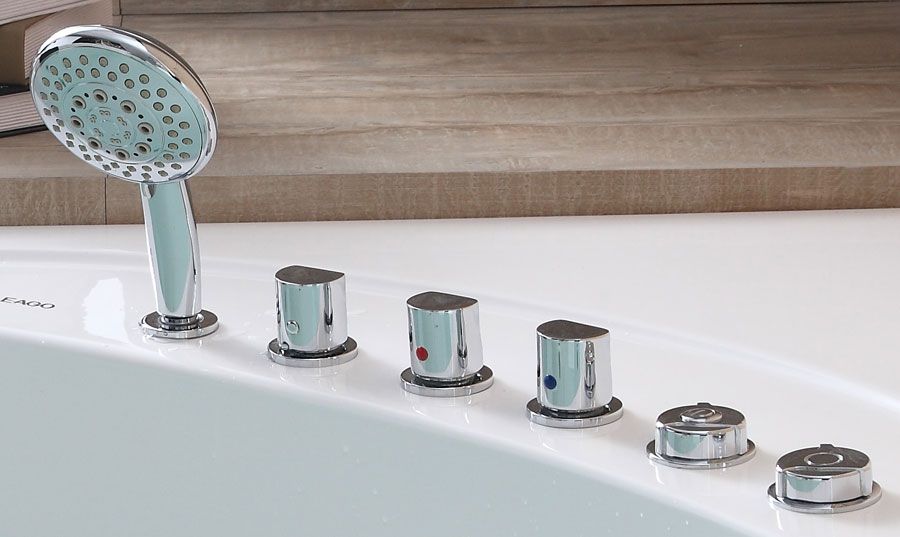 EAGO AM200 5' Rounded Modern Double Seat Corner Whirlpool Bath Tub with Fixtures - PrimeFair