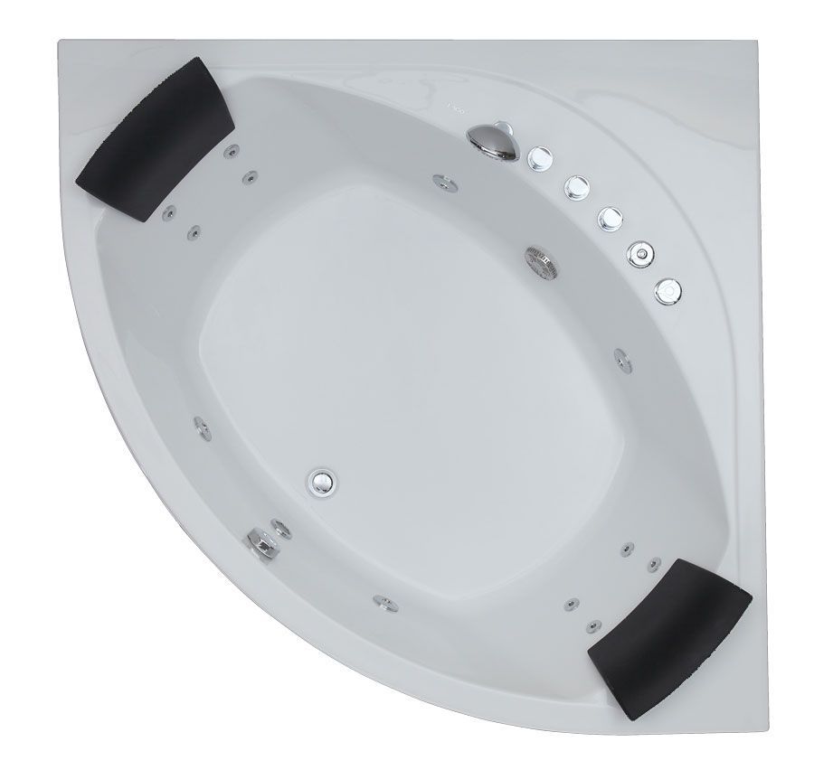 EAGO AM200 5' Rounded Modern Double Seat Corner Whirlpool Bath Tub with Fixtures - PrimeFair