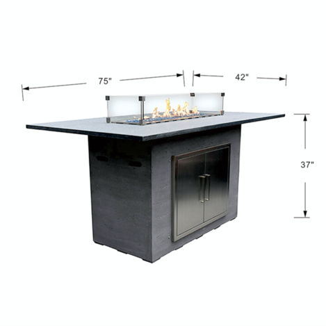 Elementi Himalaya Cast Concrete with Natural Stone Top Bar Table