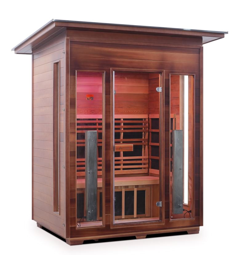 Enlighten Sauna Rustic 3 Person Outdoor/Indoor Full Spectrum Infrared Sauna - 17377 - PrimeFair