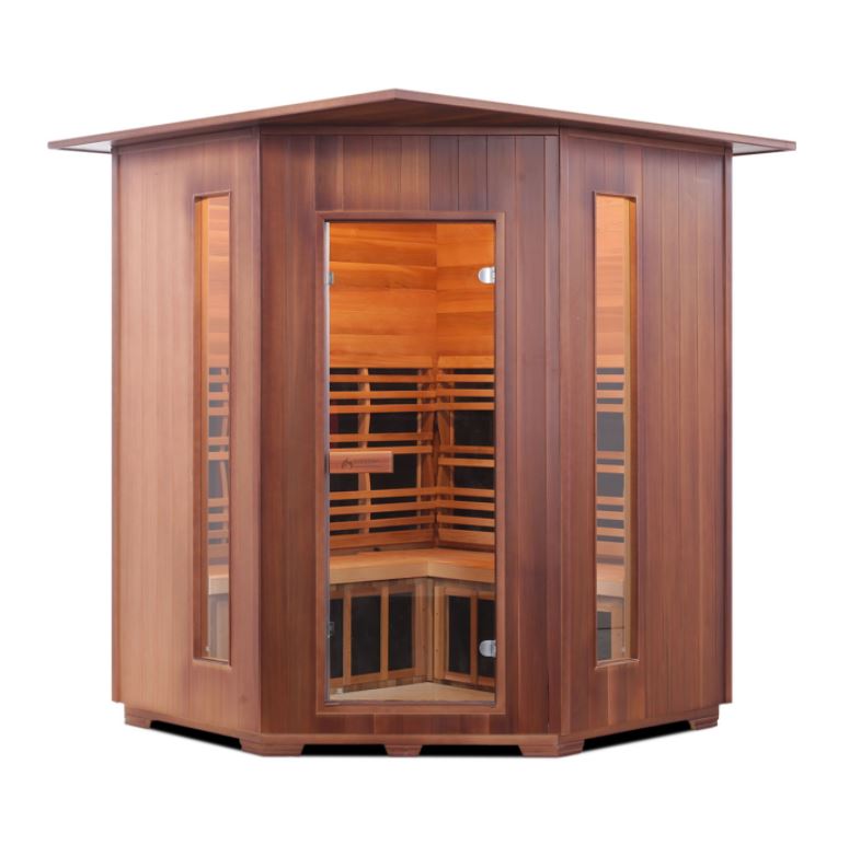 Enlighten Sauna Rustic 4C Person Outdoor/Indoor Full Spectrum Infrared Sauna - 17379 - PrimeFair