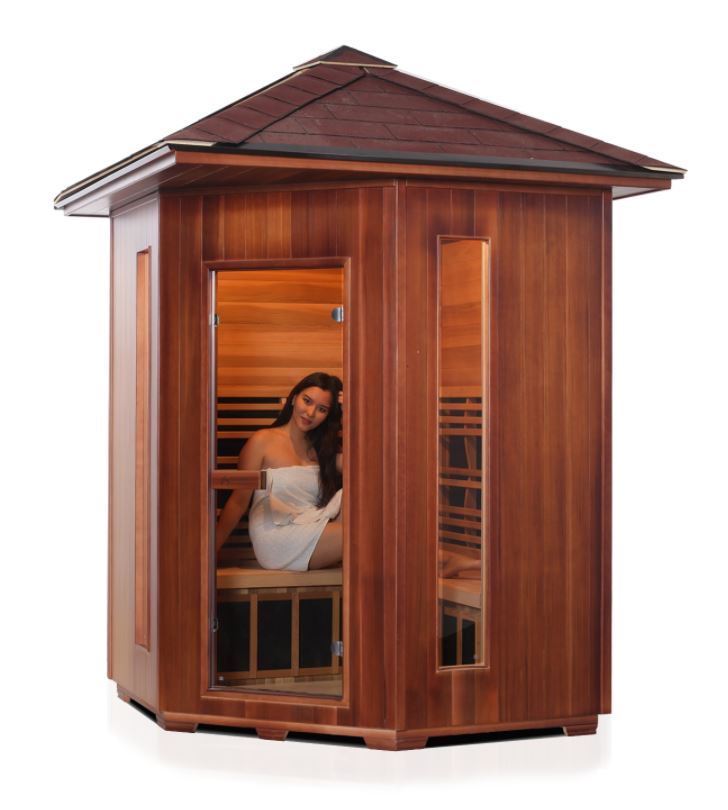 Enlighten Sauna Rustic 4C Person Outdoor/Indoor Full Spectrum Infrared Sauna - 17379 - PrimeFair