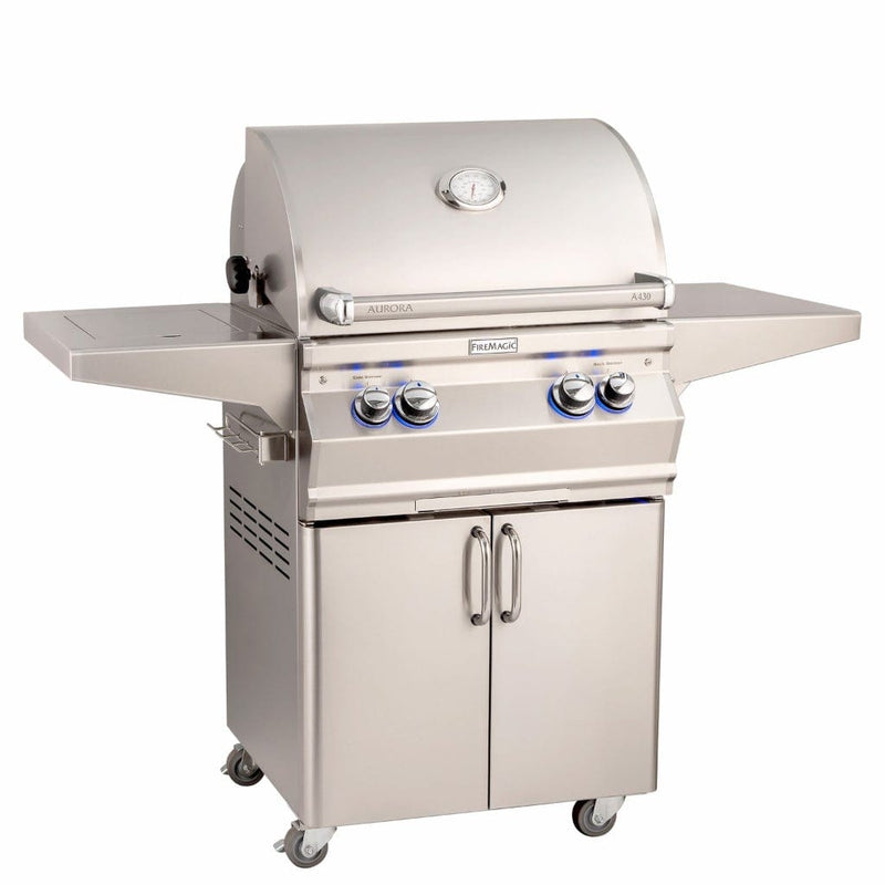 Fire Magic Grill 24" 2-Burner Aurora A430s Gas Grill w/ Single Side Burner & Analog Thermometer