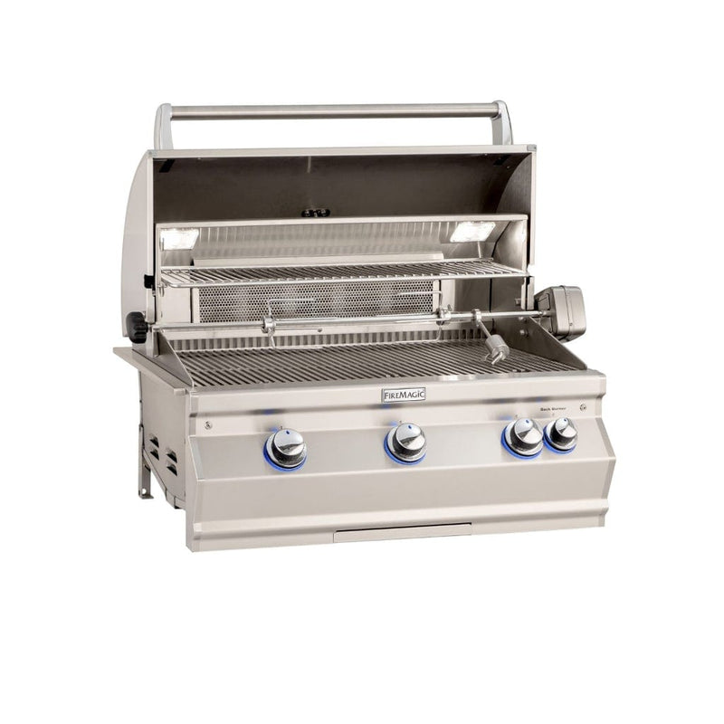 Fire Magic Grill 30" 3-Burner Aurora A540i Built-In Gas Grill w/ Analog Thermometer & Rotisserie Back Burner