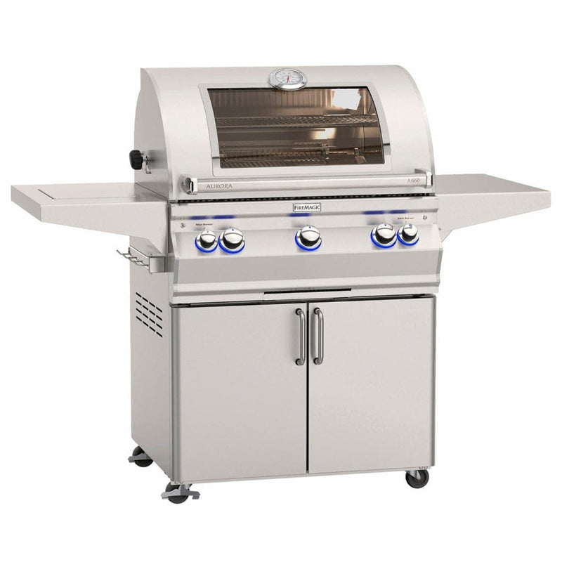 Fire Magic Grill 30" 3-Burner Aurora A660s Gas Grill w/ Single Side Burner, Rotisserie & Analog Thermometer