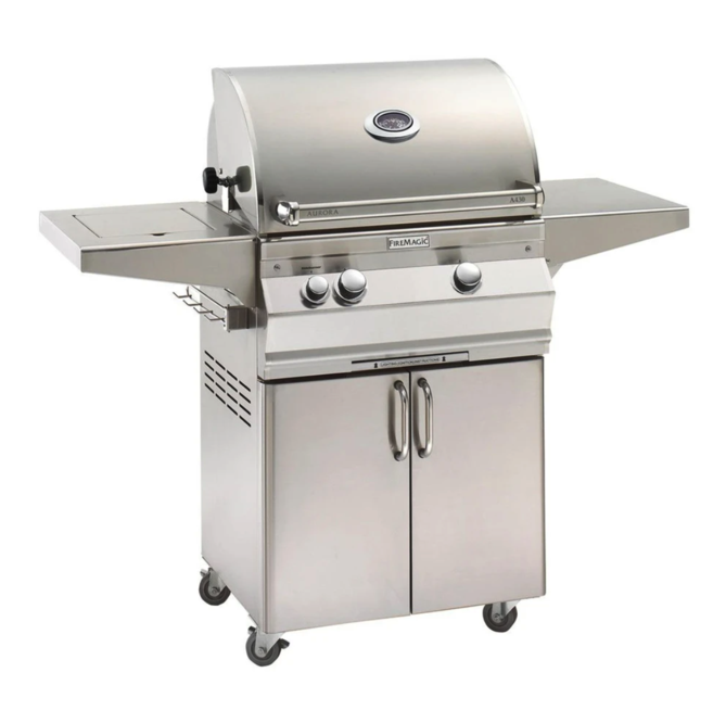 Fire Magic Aurora A430s 24-Inch Propane Gas Freestanding Grill w/ Flush Mounted Single Side Burner, 1 Sear Burner and Analog Thermometer - A430S-7LAP-62 - Fire Magic Grills