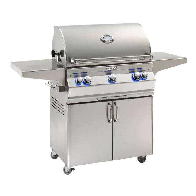 Fire Magic Aurora A540s 30-Inch Natural Gas Freestanding Grill w/ 1 Sear Burner, Backburner, Rotisserie Kit and Analog Thermometer - A540S-8LAN-61 - Fire Magic Grills