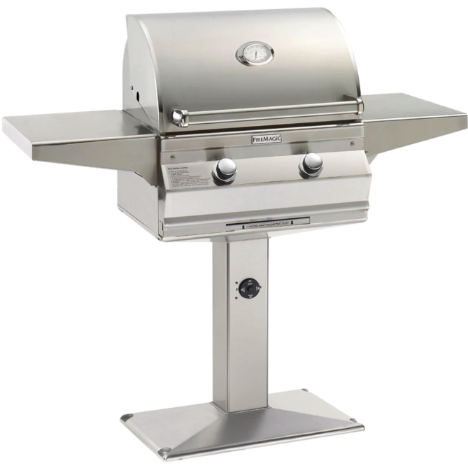 Fire Magic Choice Multi-User CM430S 24-Inch Natural Gas Grill With Analog Thermometer On Patio Post - CM430S-RT1N-P6