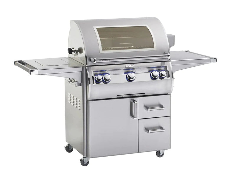 Fire Magic Echelon Diamond E660s 30" A Series Freestanding Gas Grill With Rotisserie, Infrared Burner, Single Side Burner, Analog Thermometer & Magic View Window, Natural Gas - E660s-8LAN-62-W