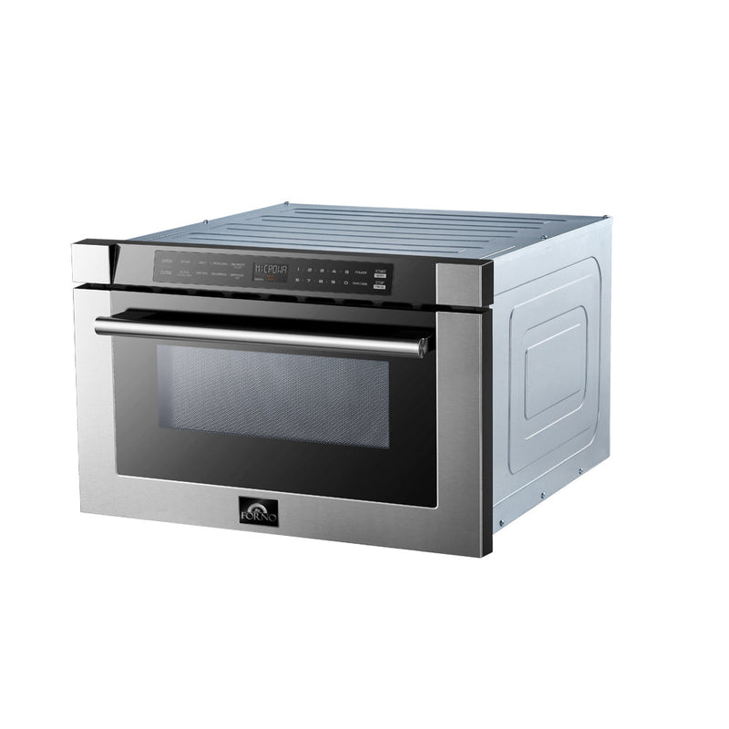 Forno 4-Piece Appliance Package - 36-Inch Electric Range, Pro-Style Refrigerator, Dishwasher, and Microwave Drawer in Stainless Steel