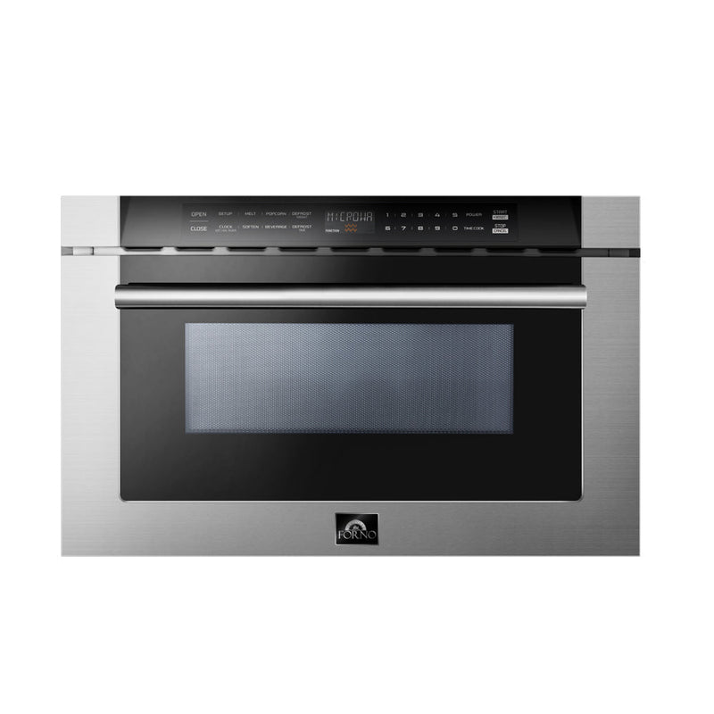 Forno 4-Piece Appliance Package - 36-Inch Electric Range, Pro-Style Refrigerator, Dishwasher, and Microwave Drawer in Stainless Steel