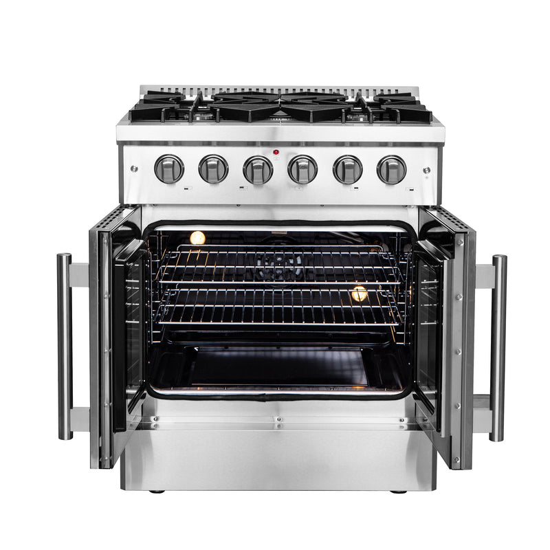 FORNO 30″ Galiano French Door Gas Range - 5 Sealed Burners - FFSGS6444-30