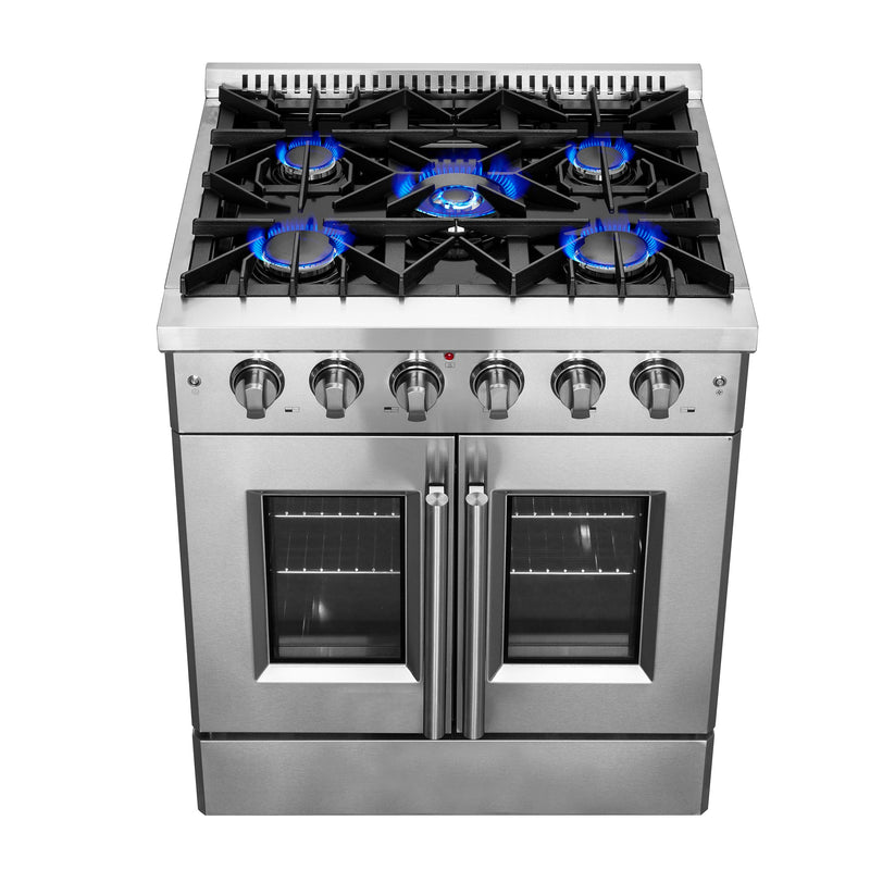 FORNO 30″ Galiano French Door Gas Range - 5 Sealed Burners - FFSGS6444-30