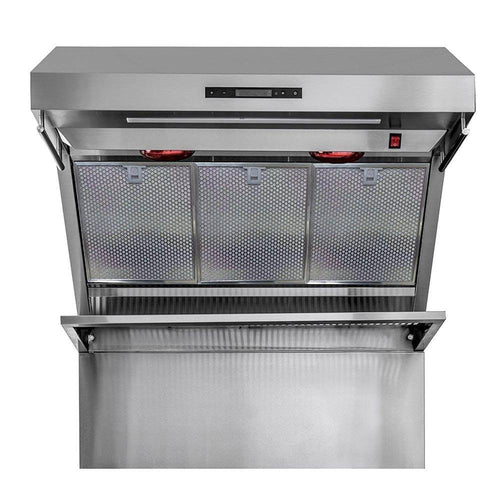 Forno 4-Piece Pro Appliance Package - 36-Inch Dual Fuel Range, Refrigerator with Water Dispenser, Wall Mount Hood with Backsplash, & 3-Rack Dishwasher in Stainless Steel