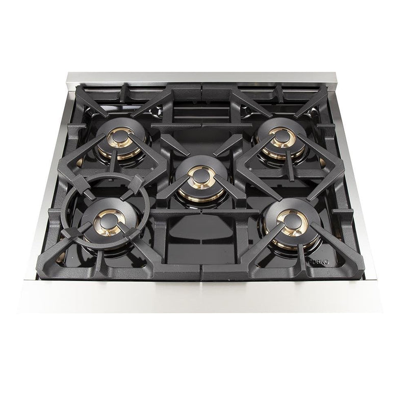 Forno 2-Piece Pro Appliance Package - 30-Inch Gas Range & Wall Mount Hood with Backsplash in Stainless Steel