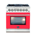 FORNO Capriasca - Titanium Professional 30" Freestanding Dual Fuel 240V Electric Colored Door Oven Range FFSGS6187-30