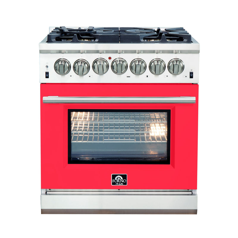 FORNO Capriasca - Titanium Professional 30" Freestanding Dual Fuel 240V Electric Colored Door Oven Range FFSGS6187-30