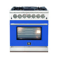 FORNO Capriasca - Titanium Professional 30" Freestanding Dual Fuel 240V Electric Colored Door Oven Range FFSGS6187-30