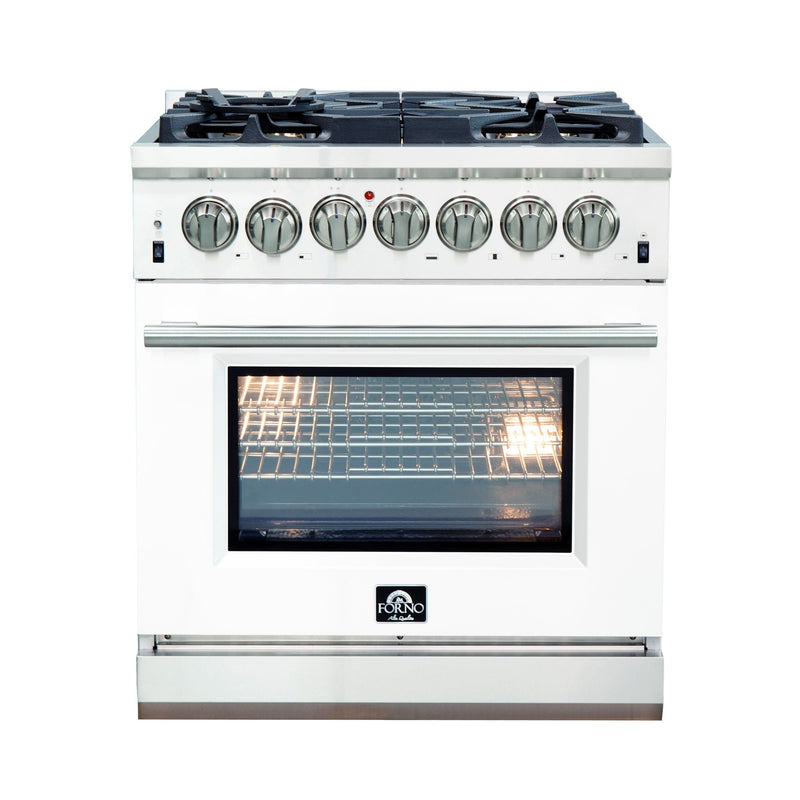 FORNO Capriasca - Titanium Professional 30" Freestanding Dual Fuel 240V Electric Colored Door Oven Range FFSGS6187-30 - PrimeFair