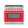 FORNO Capriasca - Titanium Professional 36" Freestanding Dual Fuel Electric 240V Colored Door Oven Range FFSGS6187-36