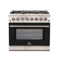 FORNO Capriasca - Titanium Professional 36" Freestanding Dual Fuel Electric 240V Colored Door Oven Range FFSGS6187-36