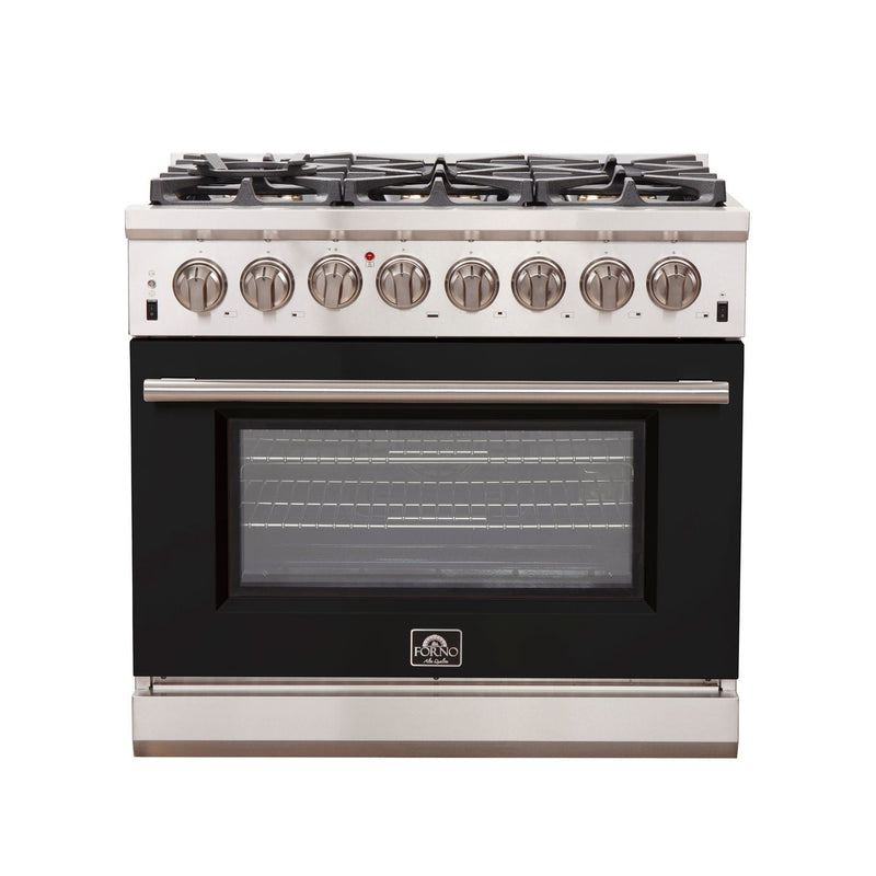 FORNO Capriasca - Titanium Professional 36" Freestanding Dual Fuel Electric 240V Colored Door Oven Range FFSGS6187-36