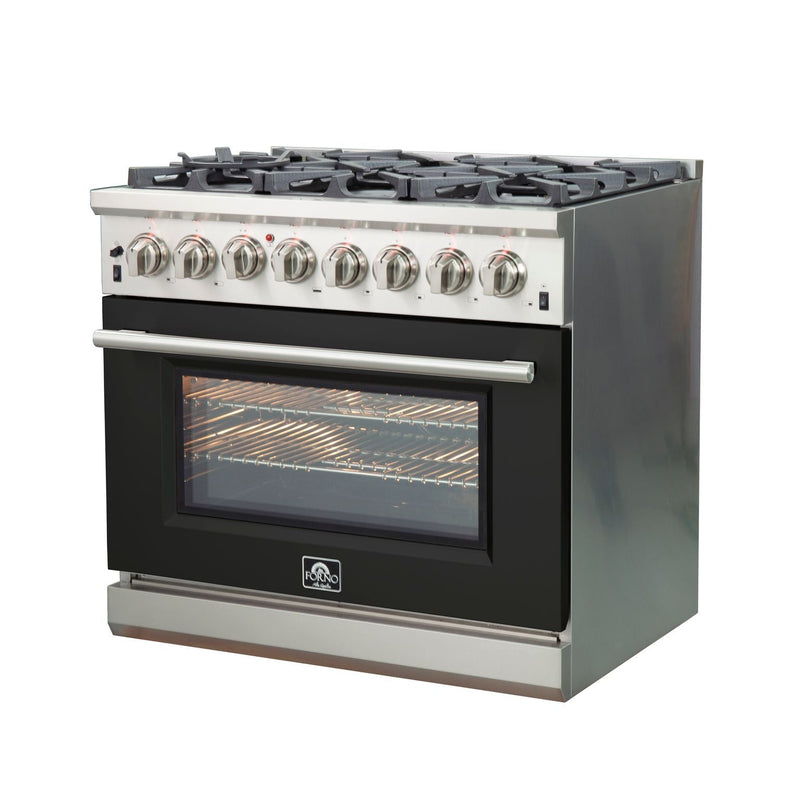 FORNO Capriasca - Titanium Professional 36" Freestanding Dual Fuel Electric 240V Colored Door Oven Range FFSGS6187-36