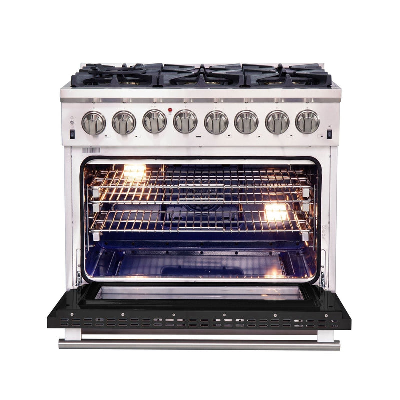 FORNO Capriasca - Titanium Professional 36" Freestanding Dual Fuel Electric 240V Colored Door Oven Range FFSGS6187-36