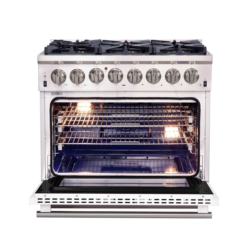 FORNO Capriasca - Titanium Professional 36" Freestanding Dual Fuel Electric 240V Colored Door Oven Range FFSGS6187-36