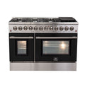 FORNO Galiano - Gold Professional 48" Freestanding Dual Fuel 240V Electric Colored Door Oven Range  FFSGS6156-48RED