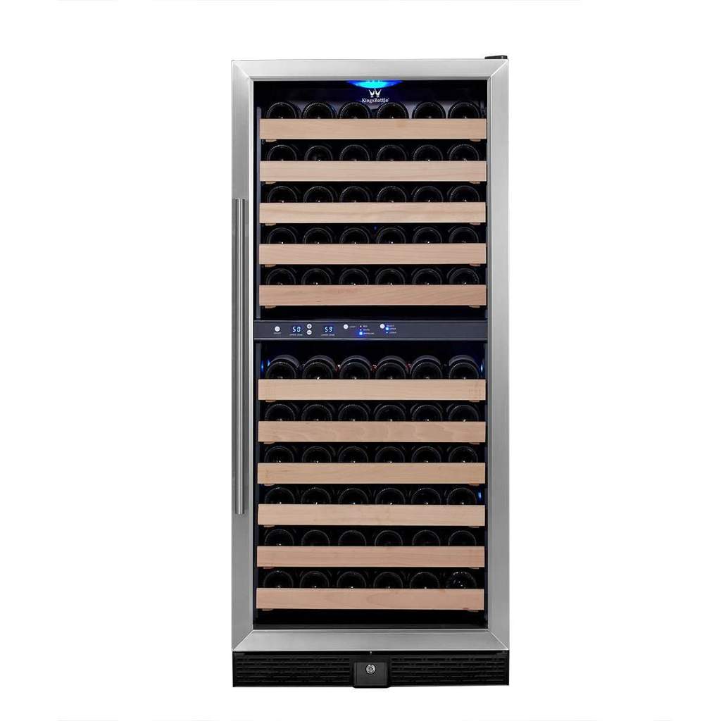 Kings Bottle 100 Bottle Upright Dual Zone Wine Fridge For Home KBU100DX-SS, RHH