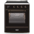 ILVE - Majestic II Series - 30 Inch Electric Freestanding Single Oven Range (UMI30NE3) - Glossy Black with Bronze Trim
