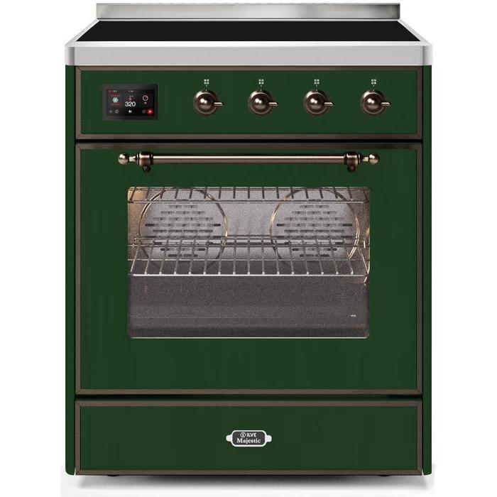 ILVE - Majestic II Series - 30 Inch Electric Freestanding Single Oven Range (UMI30NE3) - Emerald Green with Bronze Trim
